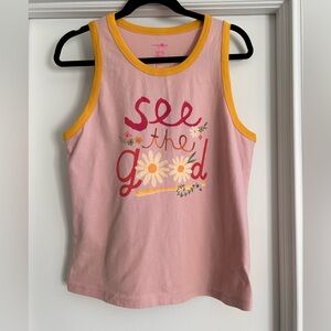 NATURAL LIFE Pink Tank Top with Yellow Trim